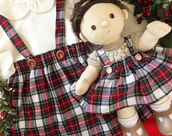 Dinkum & Me Girls Pinny Skirt and Doll Clothes Set - INCLUDES FREE BOWS