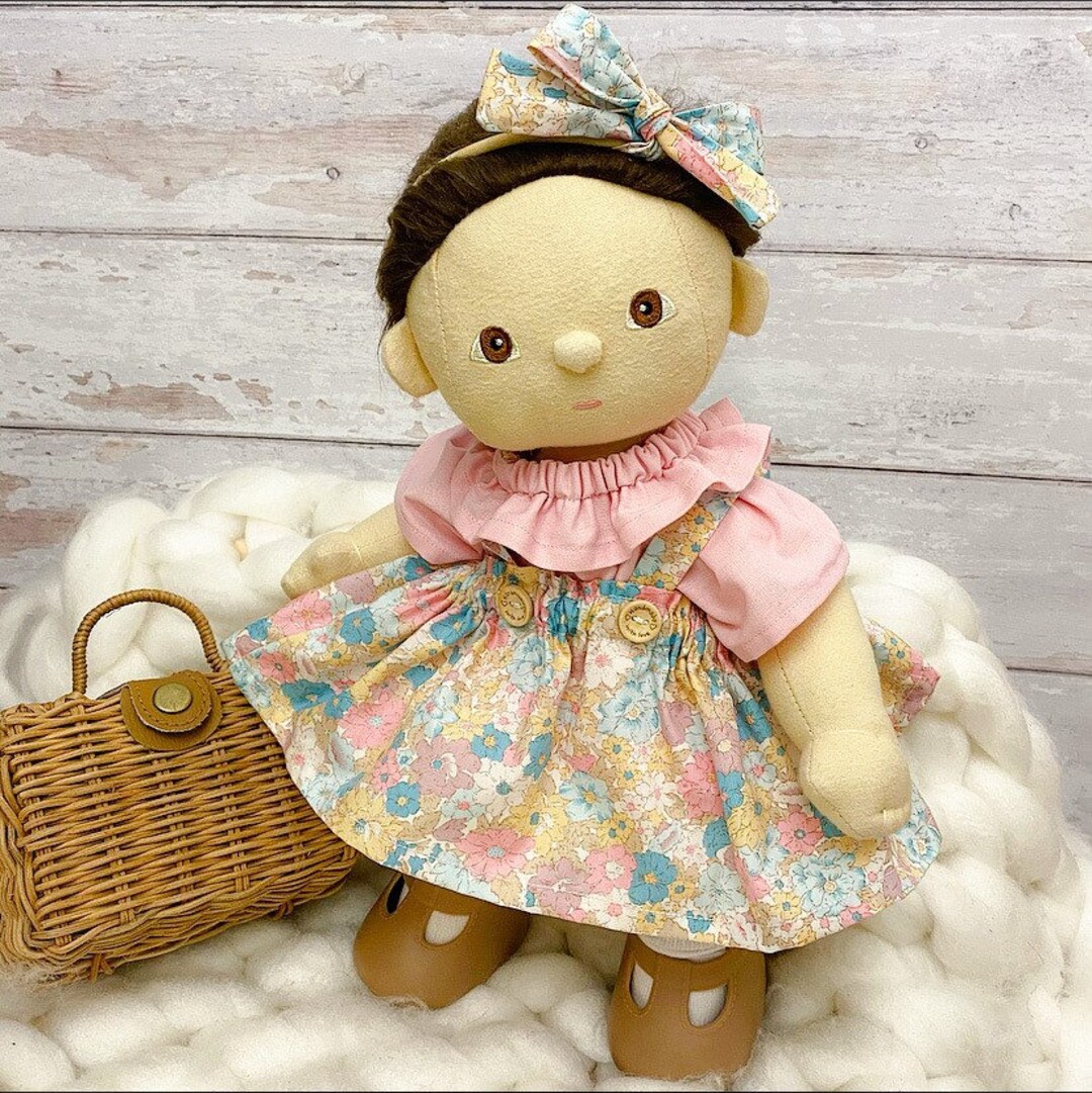Dinkum Doll Clothes Pinny Skirt & Blouse Set Delilah Floral Fabric FREE