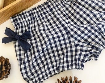 【SCULPTOR】Good Girl Bloomers Navy Girls Handmade Bloomers - Vintage Navy Gingham Fabric - Etsy