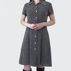 Vintage black and white polka dot buttoned dress