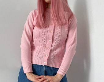 60s bubblegum pink acrylic cardigan