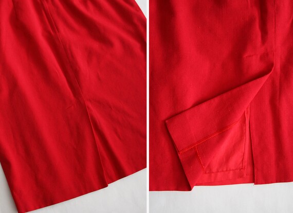 80s bright red pencil skirt / size 13 - image 6