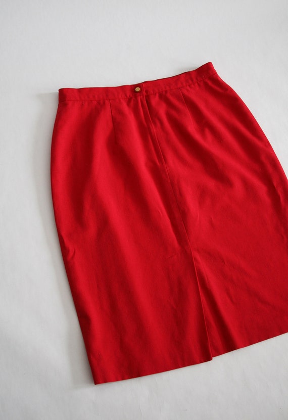 80s bright red pencil skirt / size 13 - image 5