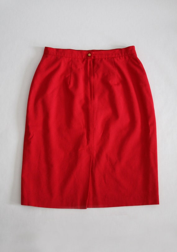 80s bright red pencil skirt / size 13 - image 4