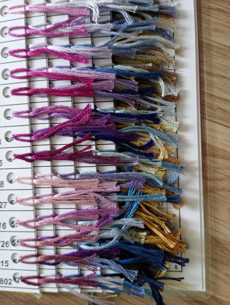 These Colors Thread DMC Color Chart With Real Thread Samples, 480 Colors Floss Reference ...