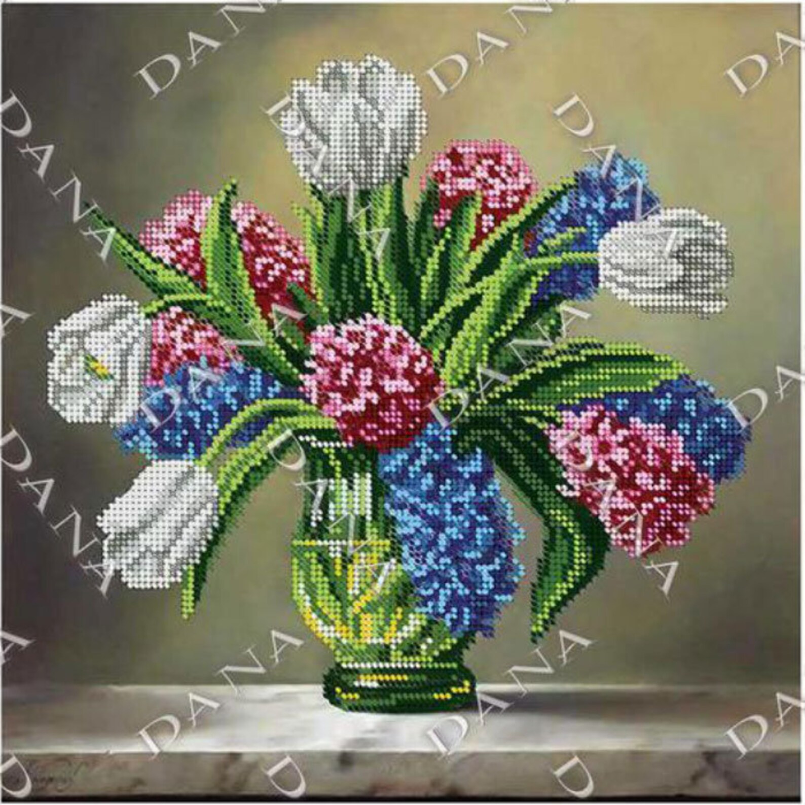 Beaded Cross Stitch Flowers and Bouquets, Modern Needlework,bead