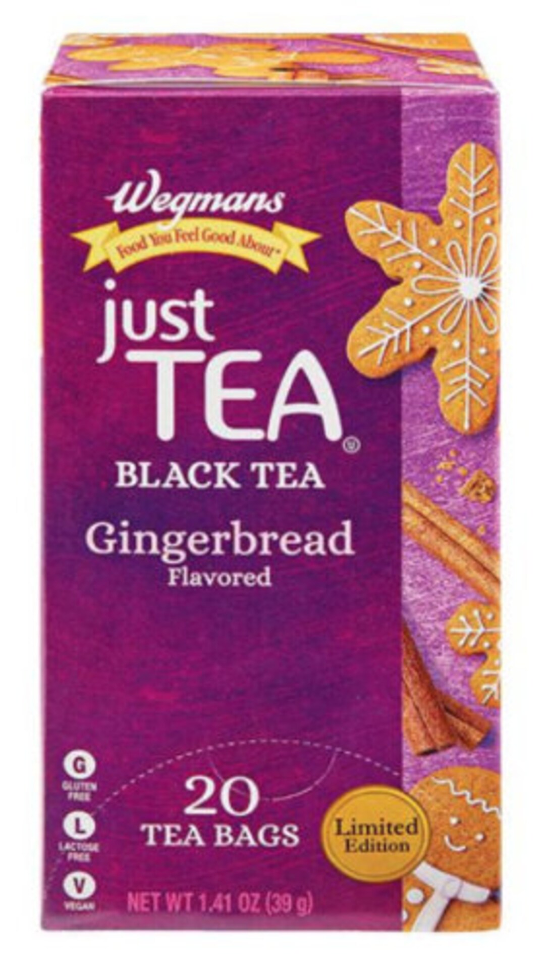 Wegmans Just Tea Gingerbread Flavored Black Tea Bags 20 Count Etsy
