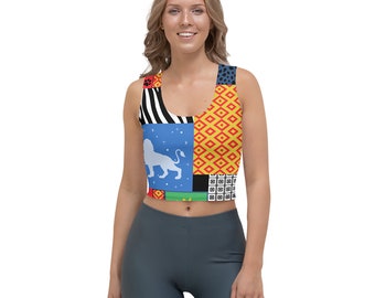 Lion King 90s Pattern All-Over Running Costume Women's Sport Crop Top