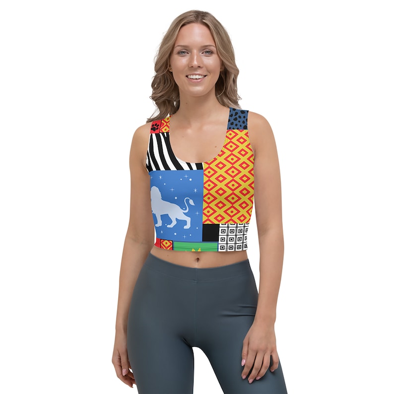 Lion King 90s Pattern All-Over Running Costume Women's Sport Crop Top image 1