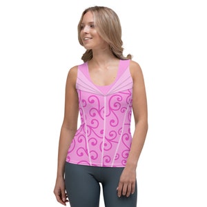 Princess Aurora Sleeping Beauty Pink Dress All-Over Running Costume Women&#39;s Sport Tank Top