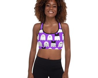Mickey Ghost Halloween Boo Bash Padded Low Impact Sports Bra