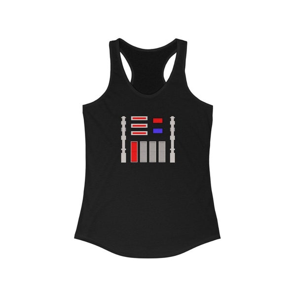 Darth Vader All Colors Mash-Up Running Costume Buttons Women's Ideal Racerback Tank