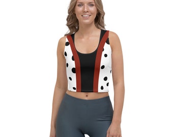 Cruella De Vil 101 Dalmatians Villain All-Over Running Costume Women's Sport Crop Top