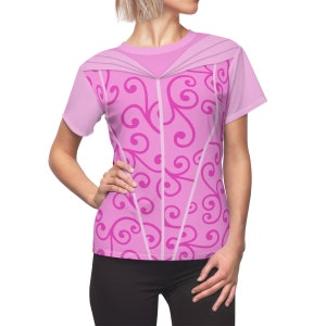 Princess Aurora Sleeping Beauty Pink Dress All-Over Running Costume Women&#39;s Sport Tee