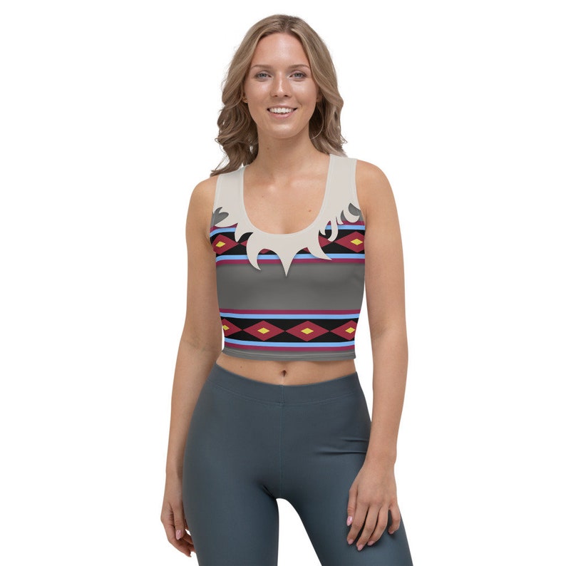 Sven Reindeer Frozen All-Over Running Costume Women/'s Sport Crop Top