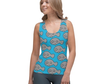 Manatee Sea Cow Chubby Mermaid All-Over Running Costume Women's Tank Top