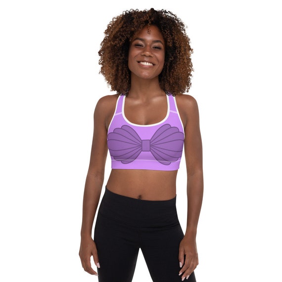 Princess Ariel Little Mermaid Shells Padded Low Impact Sports Bra -   Canada