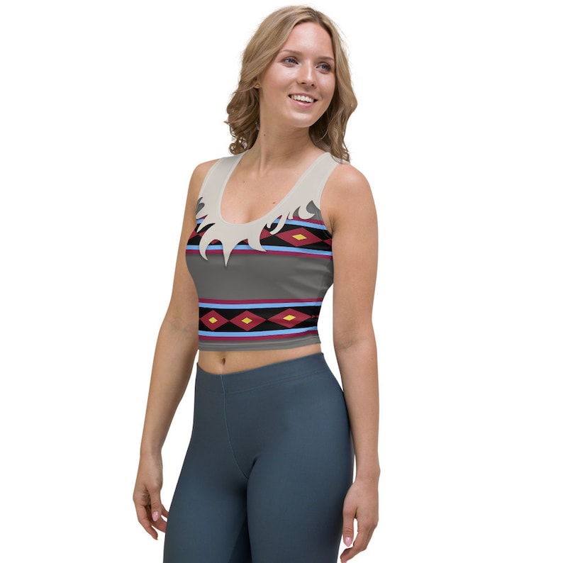 Sven Reindeer Frozen All-Over Running Costume Women/'s Sport Crop Top