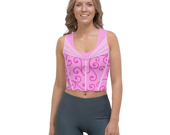 Princess Aurora Sleeping Beauty Pink Dress All-Over Running Costume Women's Sport Crop Top