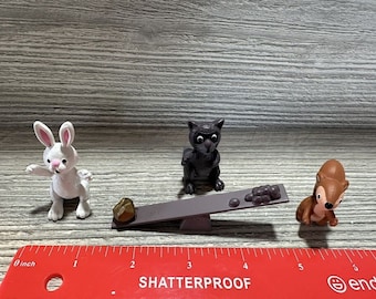 Loose Rare! Winter Woodlands Bunny Rabbit, Squirrel, Racoon Scale Seesaw, Gold Nugget  Memory Lane Action Vintage Misfit toys Figurines