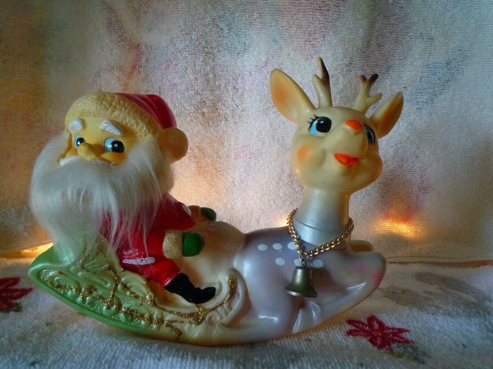 1950s Vintage Mid-Century Kitschy Santa Claus with Reindeer