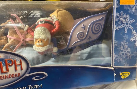Santa reindeerトナカイ サンタ　フィギュア　メモリーレーン Memory Lane GIANT 3 FT. SET Rudolph Santa's Sleigh: Light-up Nose
