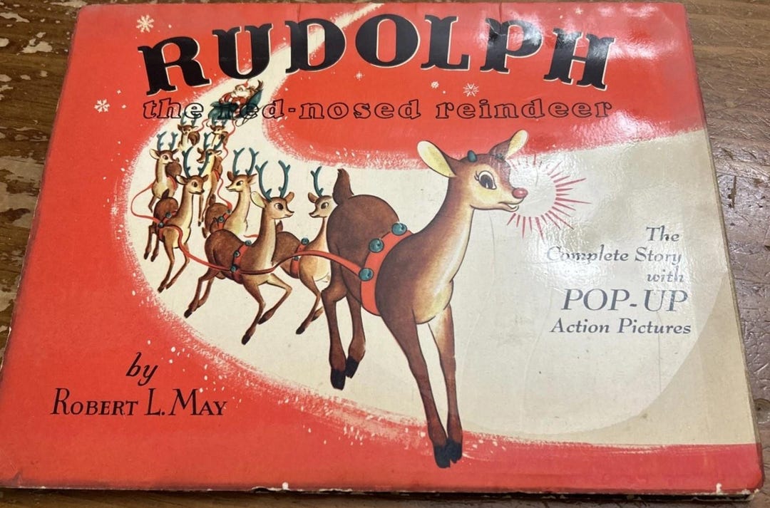Rare! Childrens Large Maxton Rudolph the Red-nosed Reindeer Pop up Book ...