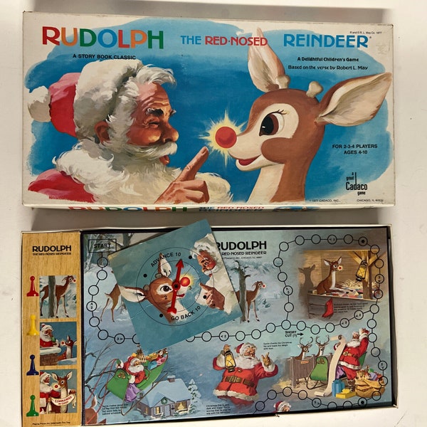 Rare! 1977 Vintage Christmas Rudolph The Red Nosed Reindeer Board Game Children Child’s  R.L.M. ROBERT L MAY EUC