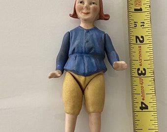 Vintage Moritz Character Doll: 5" Bisque Jointed Dollhouse Miniature