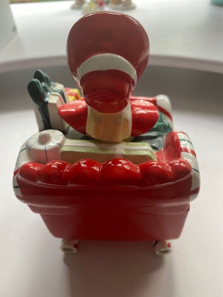 翼のとんとんちゃん　置物 1957 Geo Z Lefton Shopper Girl Candy Cane Sleigh Figurine - Etsy