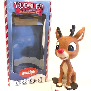 Bobblehead Nodder Vintage Rudolph Red Nose Reindeer Island of Misfit Toys with Box
