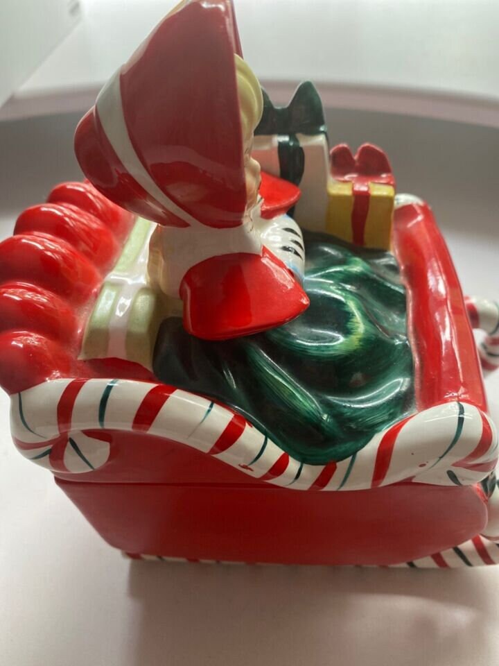 翼のとんとんちゃん　置物 1957 Geo Z Lefton Shopper Girl Candy Cane Sleigh Figurine - Etsy