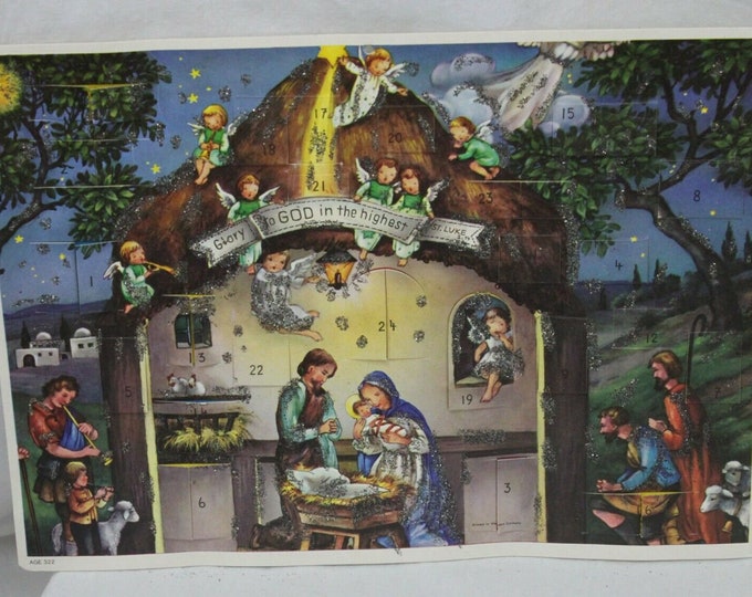 Stunning Art Vintage 1940's WW2 Advent Calendar Holiday Christmas