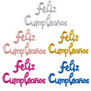 16&quot; feliz cumpleaños Spanish Happy Birthday Backdrop Balloon Banner Gold/Sliver/Rose Gold/Blue