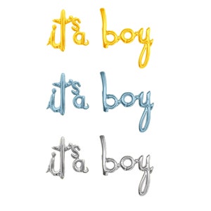 Air-Filled Lowercase Letter it&#39;s a boy Backdrop Balloon Banner Gold/Sliver/Blue