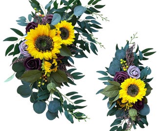 Luxurious Artificial Sunflower Arch Flower Set (2-Piece) - Perfect for Weddings and Home Decor