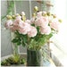 Set of 3 Beautiful Artificial Peony Flower Stem Home Decoration White/Pink/Green 