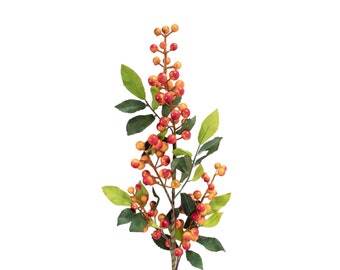 Assorted Colors: Set of 3 Christmas Berry Artificial Flower Stems, 27 Inches Tall