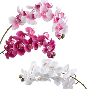Set of 2 Elegant Pair of Artificial Orchid Flower Stems for Home Décor Enhancement