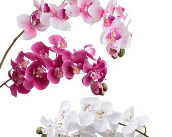 Set of 2 Elegant Pair of Artificial Orchid Flower Stems for Home Décor Enhancement