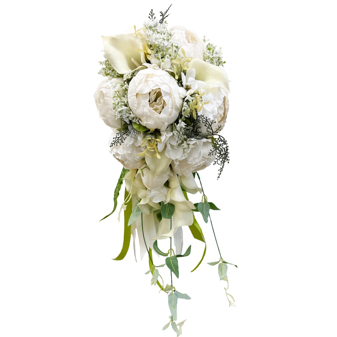 White Calla Lily Bridal Bouquet Handmade Artificial Wedding Flowers main image 0