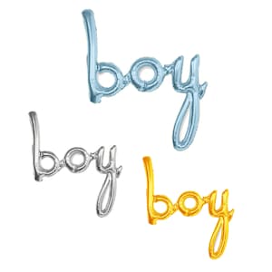 Luftgefüllter Kleinbuchstaben &quot;Junge&quot; Kulisse Ballon Banner Baby Shower Dekor Gold/Silber/Blau