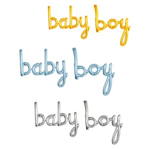 Air-Filled Lowercase Letter baby boy Backdrop Balloon Banner Gold/Sliver/Blue
