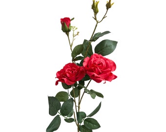 Set of 3 Artificial Rose Flower Stems, 36 inches Tall