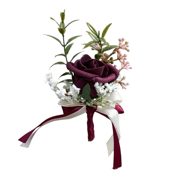 Elegante Handgelenk Corsage & Boutonniere mit künstlichen roten Rosen