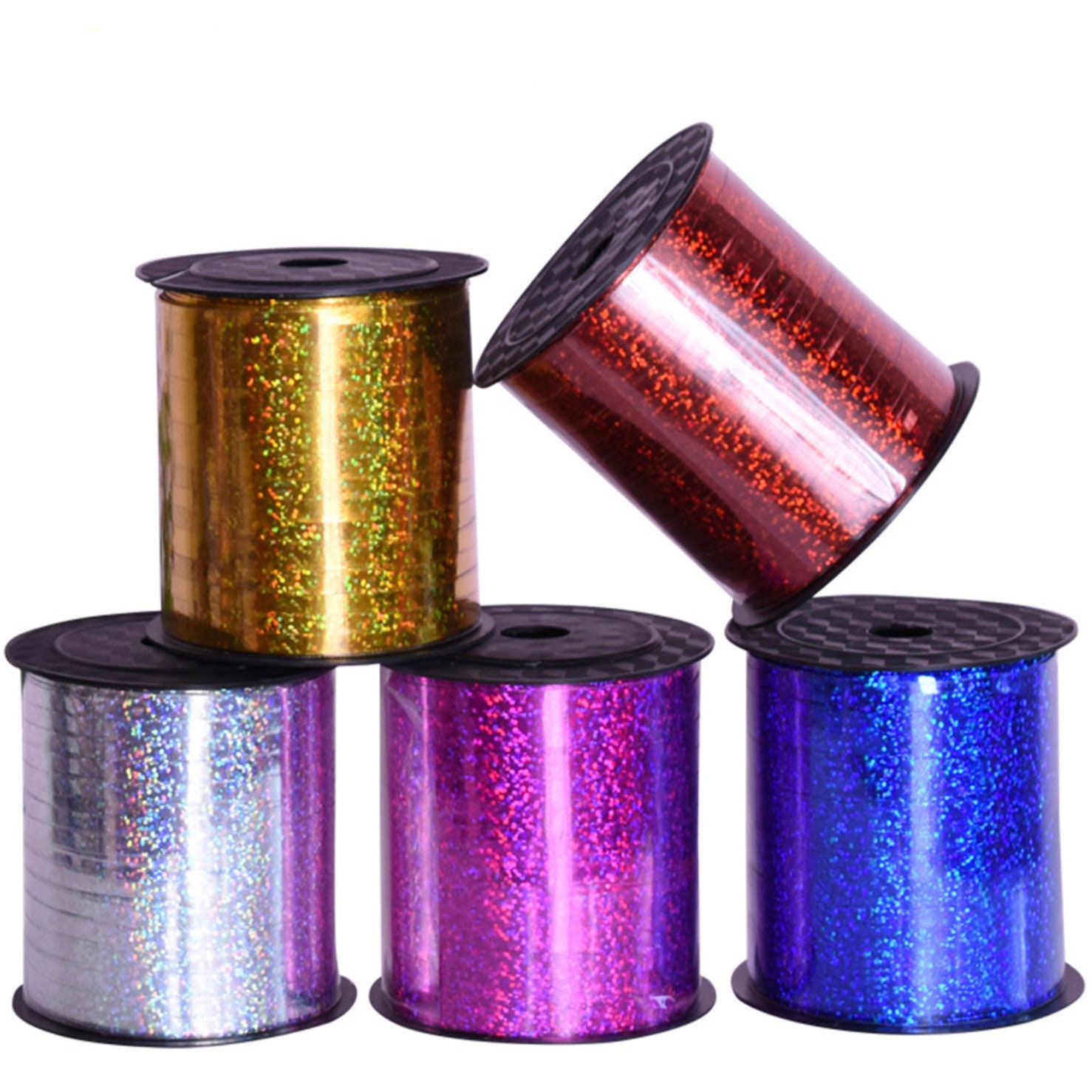 Red Sparkle Holographic Curling Ribbon