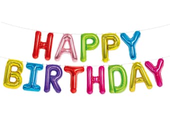 16in Happy Birthday Backdrop Balloon Banner Black/Gold/Sliver/Red/Blue/Rainbow/Multicolor
