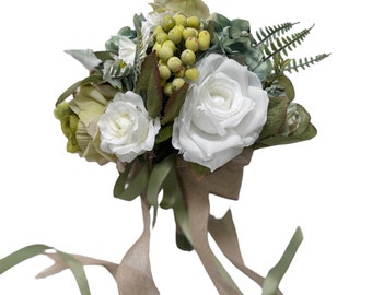 Charming Faux Flower Wedding Bouquet in Pastel Tones