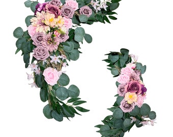 Artificial Rose Plum Purple Wedding Arch Decor (Set of 2)