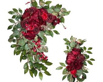 Artificial Red Rose Wedding Arch Decor (Set of 2)